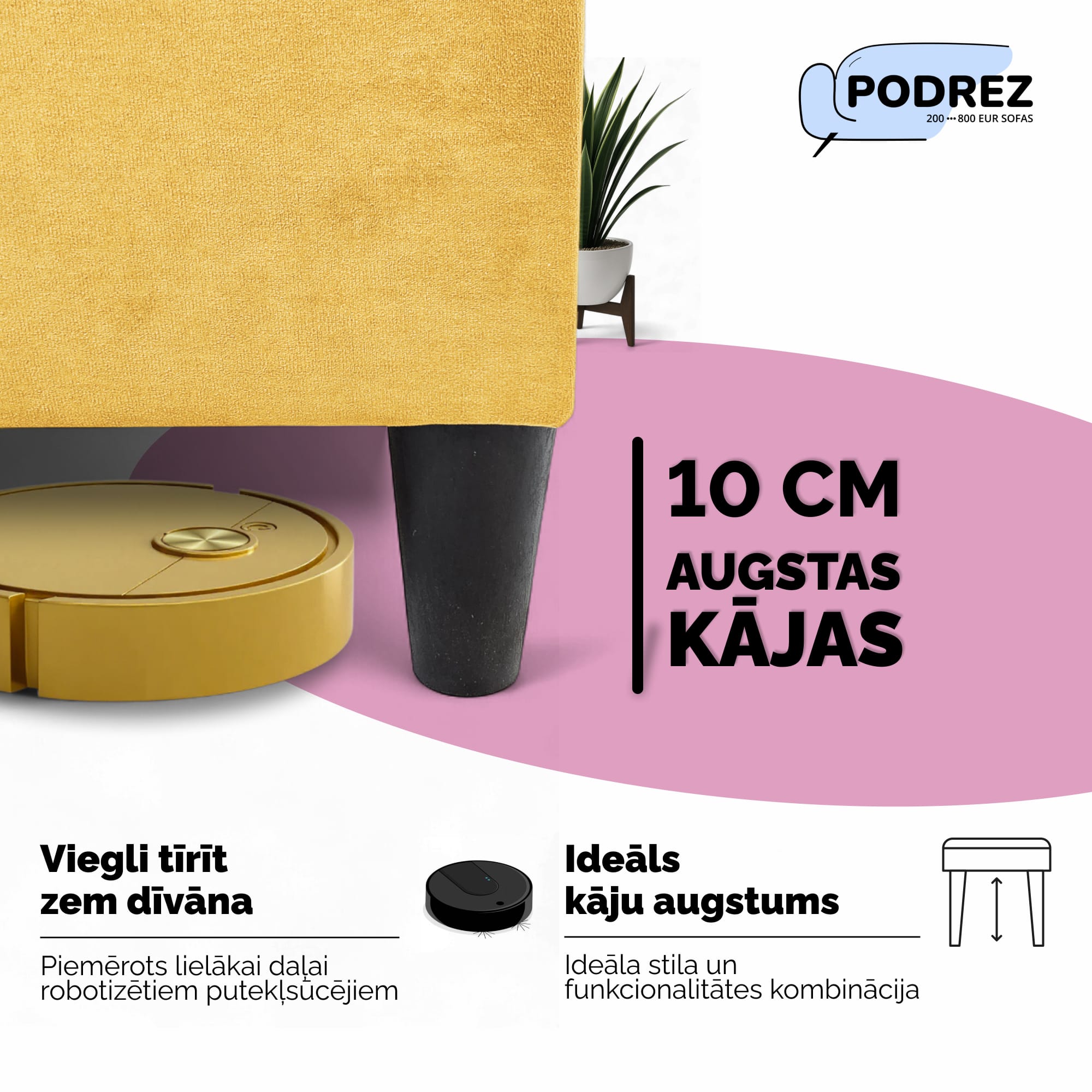 Stūra izvelkamais dīvāns ar galdiņu un pufiem Simple X St Combo Dzeltena - 3