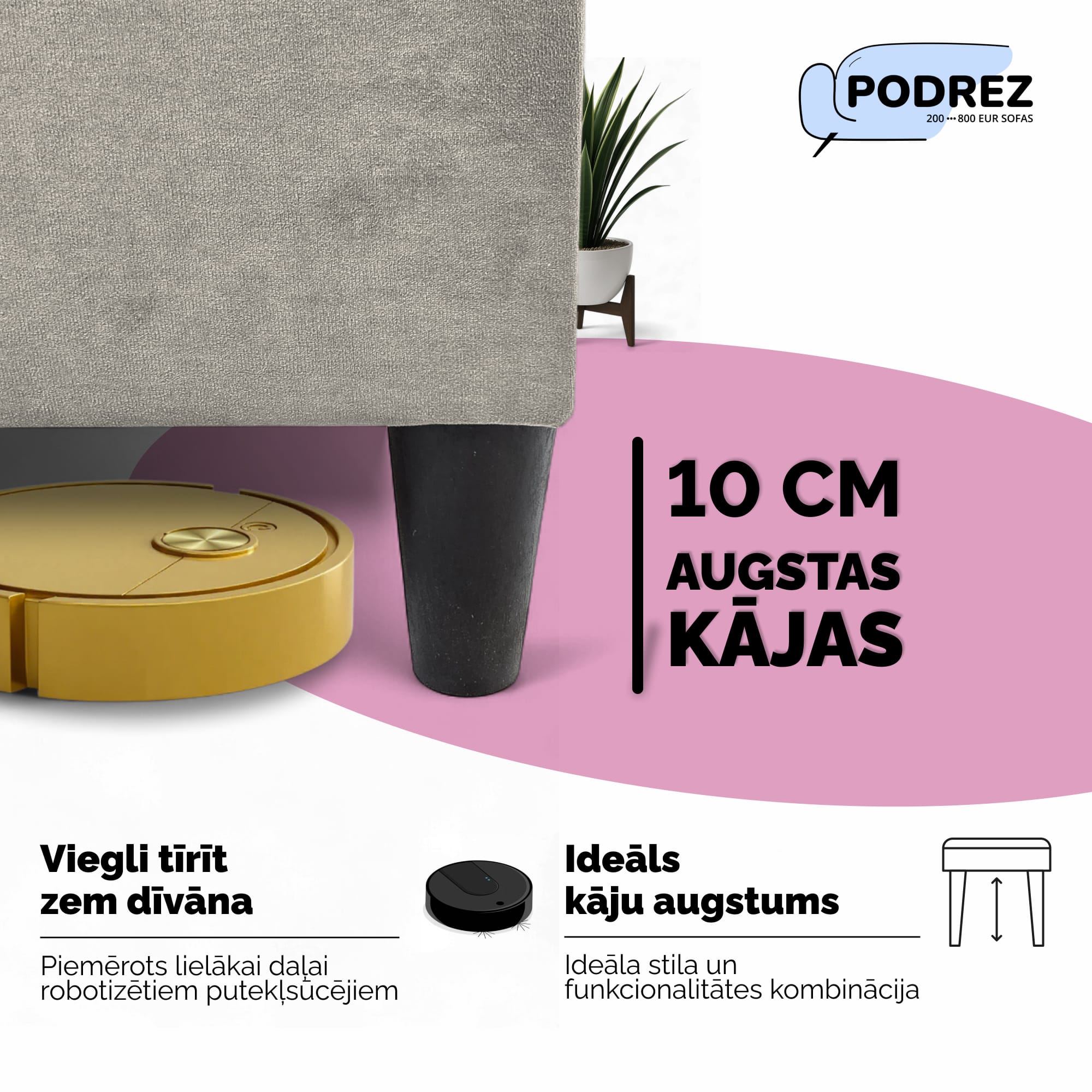 Stūra izvelkamais dīvāns ar galdiņu un pufiem Simple X St Combo Gaiši pelēka - 3
