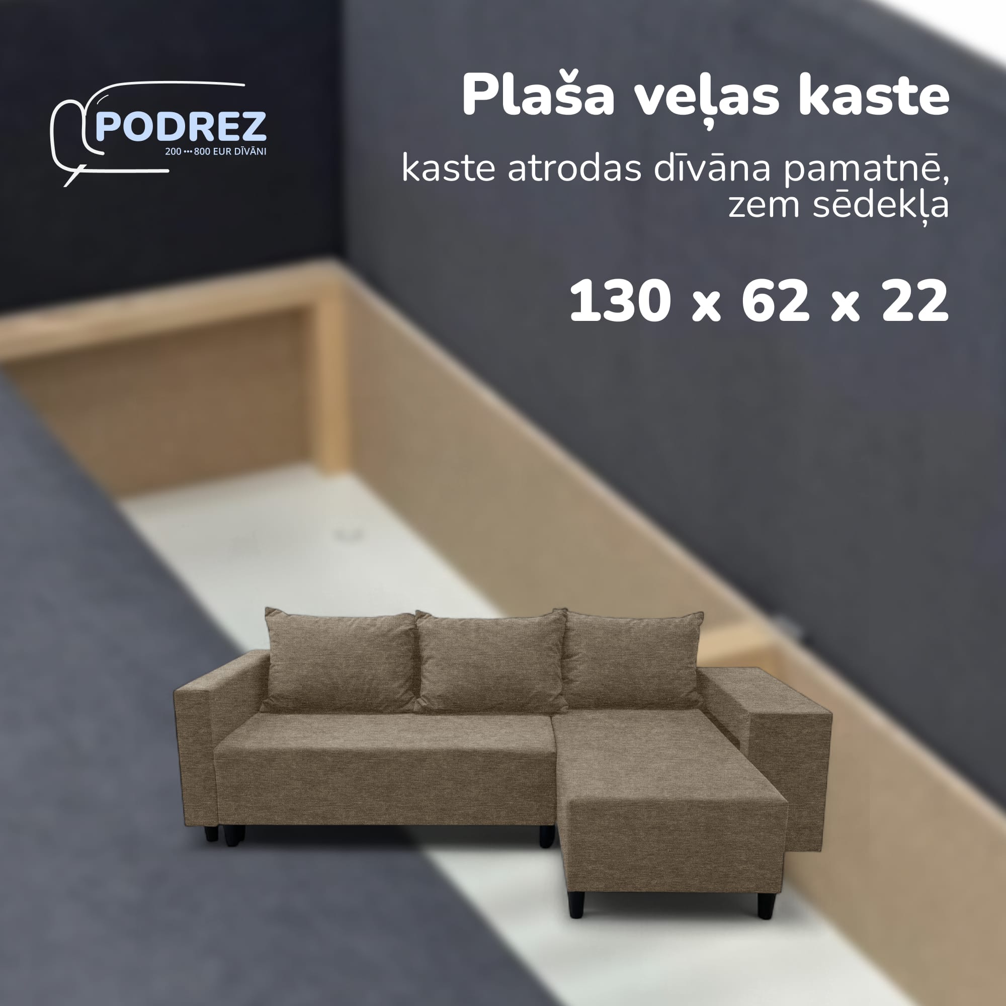 Stūra izvelkamais dīvāns ar galdiņu un pufiem Simple X St Combo Bēša — foto 6