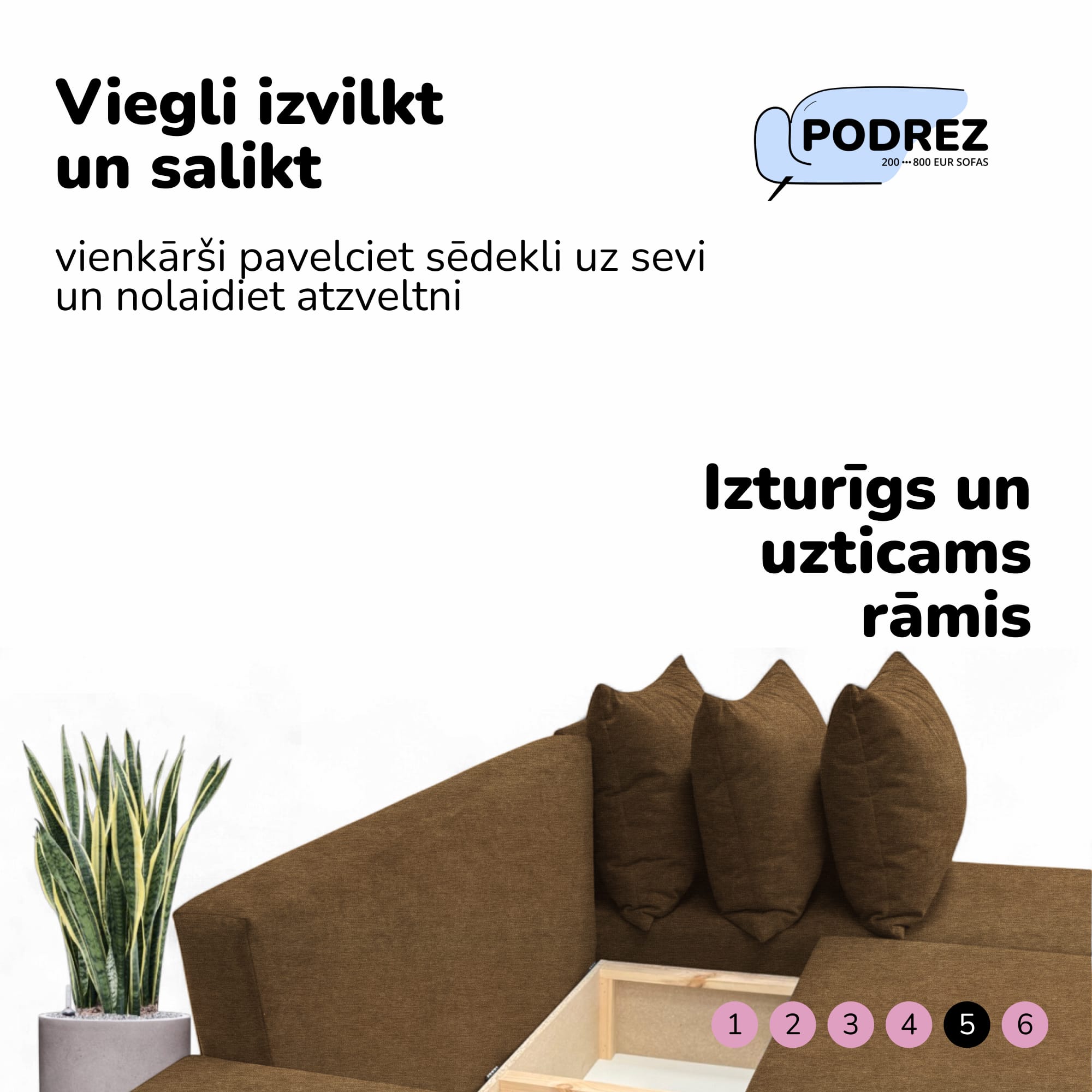 Simple X St Combo corner sofa bed with table and poufs Brown — photo 7
