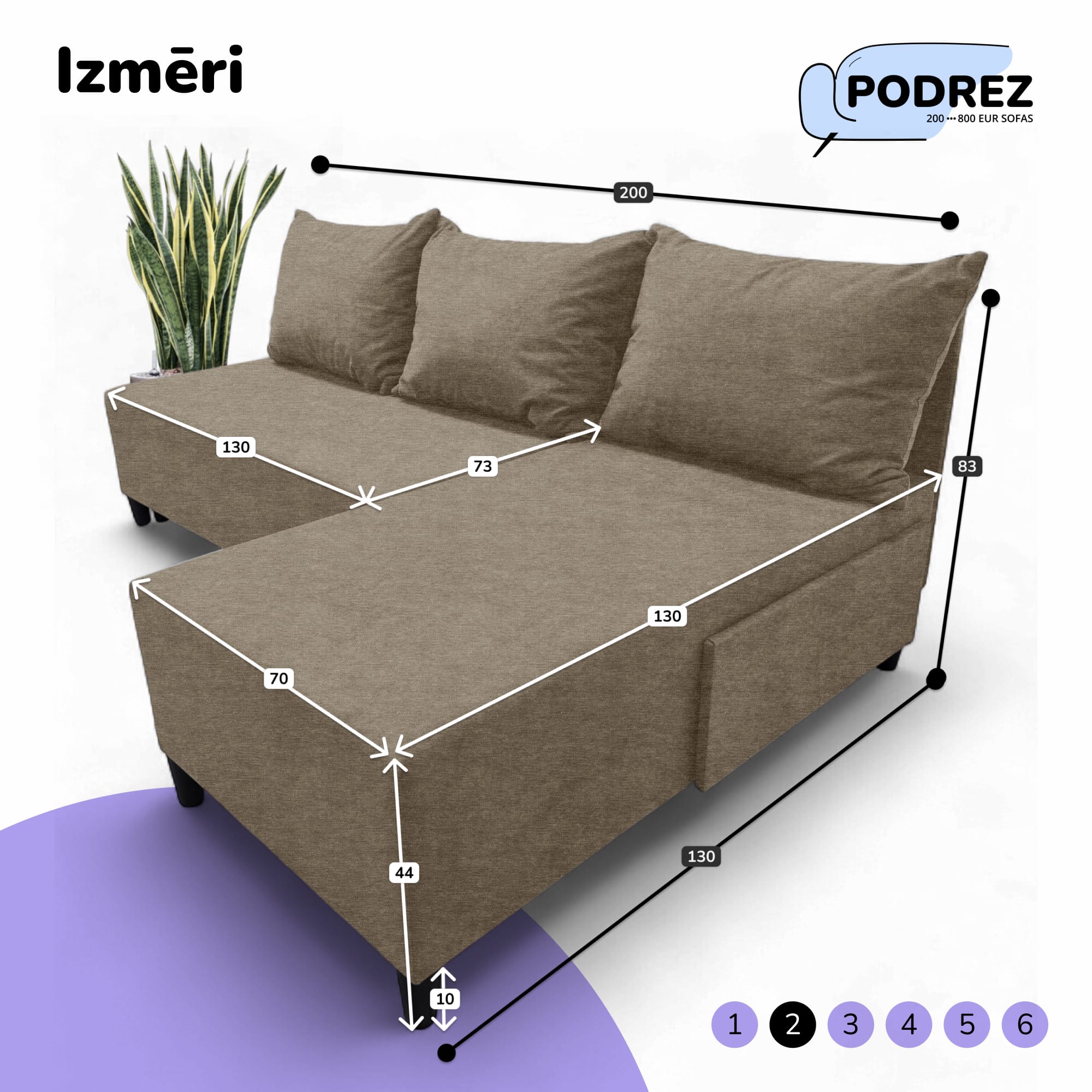 Stūra izvelkamais dīvāns Simple X St Light Bēša - 3