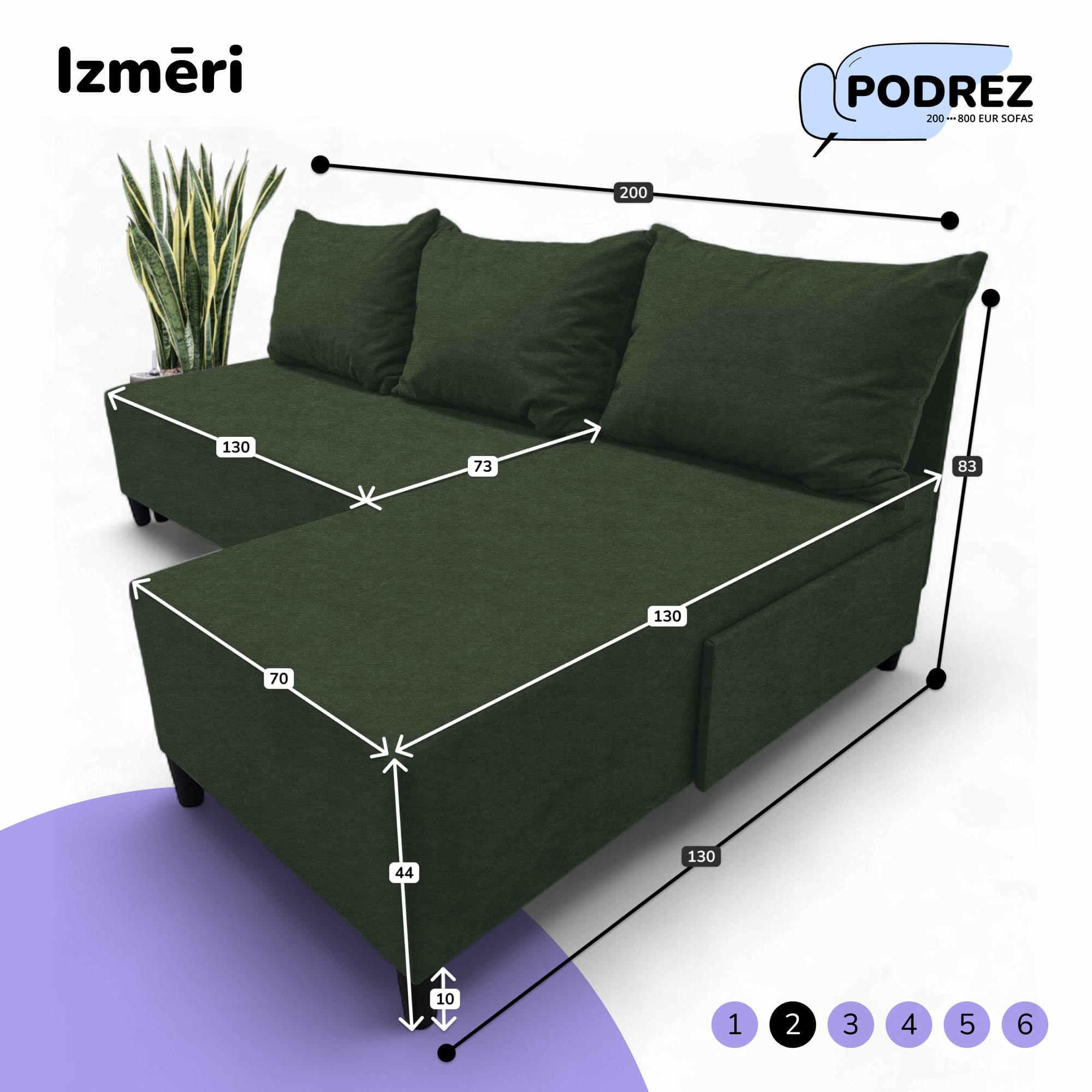 Stūra izvelkamais dīvāns Simple X St Light Tirkīza zaļa - 3