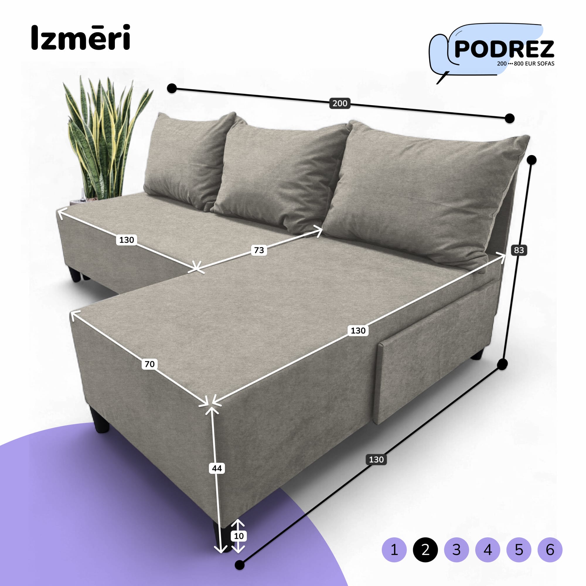 Stūra izvelkamais dīvāns Simple X St Light Gaiši pelēka - 3