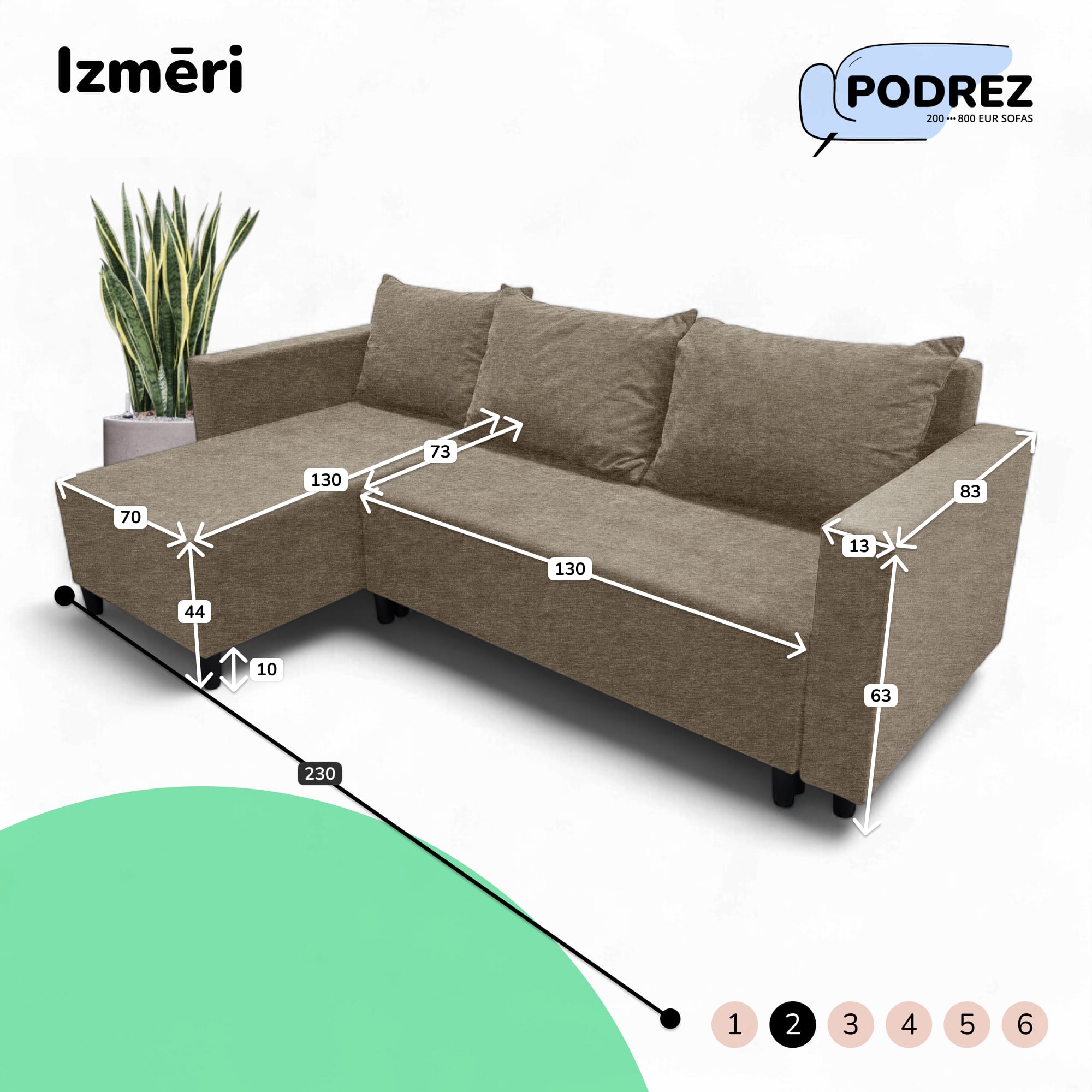 Stūra izvelkamais dīvāns ar kasti Simple X Sturis Bēša - 3