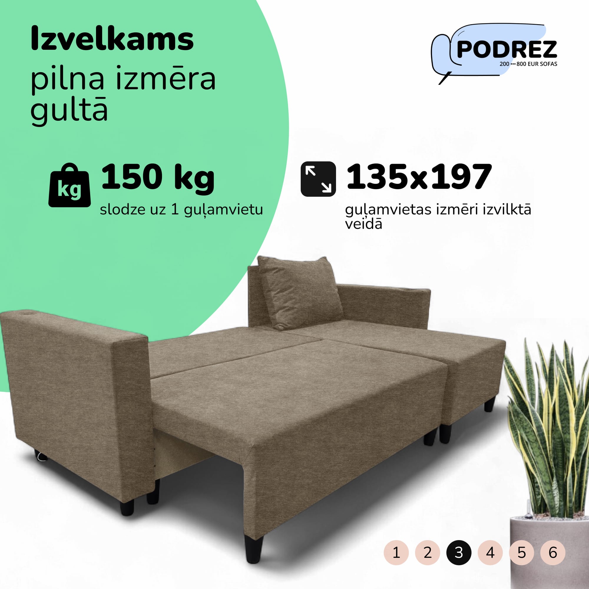 Stūra izvelkamais dīvāns ar kasti Simple X Sturis Bēša - 4