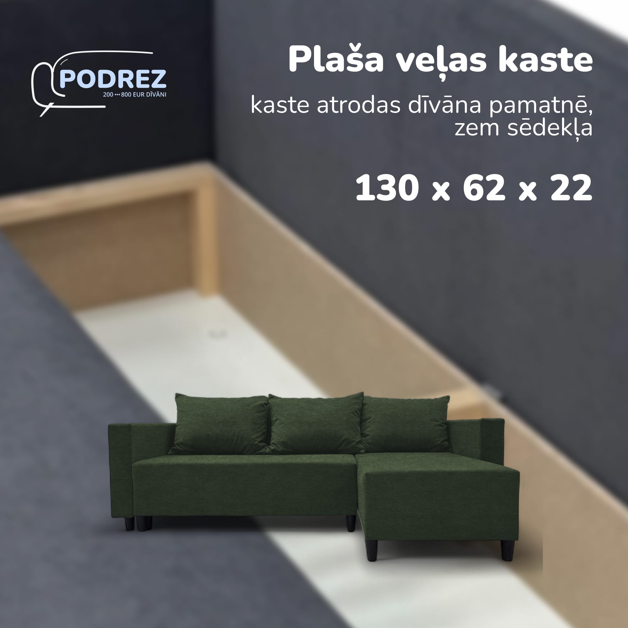Stūra izvelkamais dīvāns ar kasti Simple X Sturis Tirkīza zaļa — foto 5