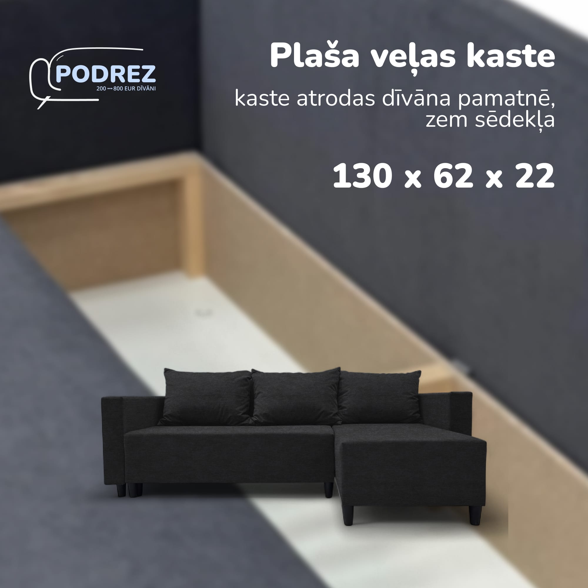 Simple X Sturis corner sofa bed with storage box Graphite — photo 5