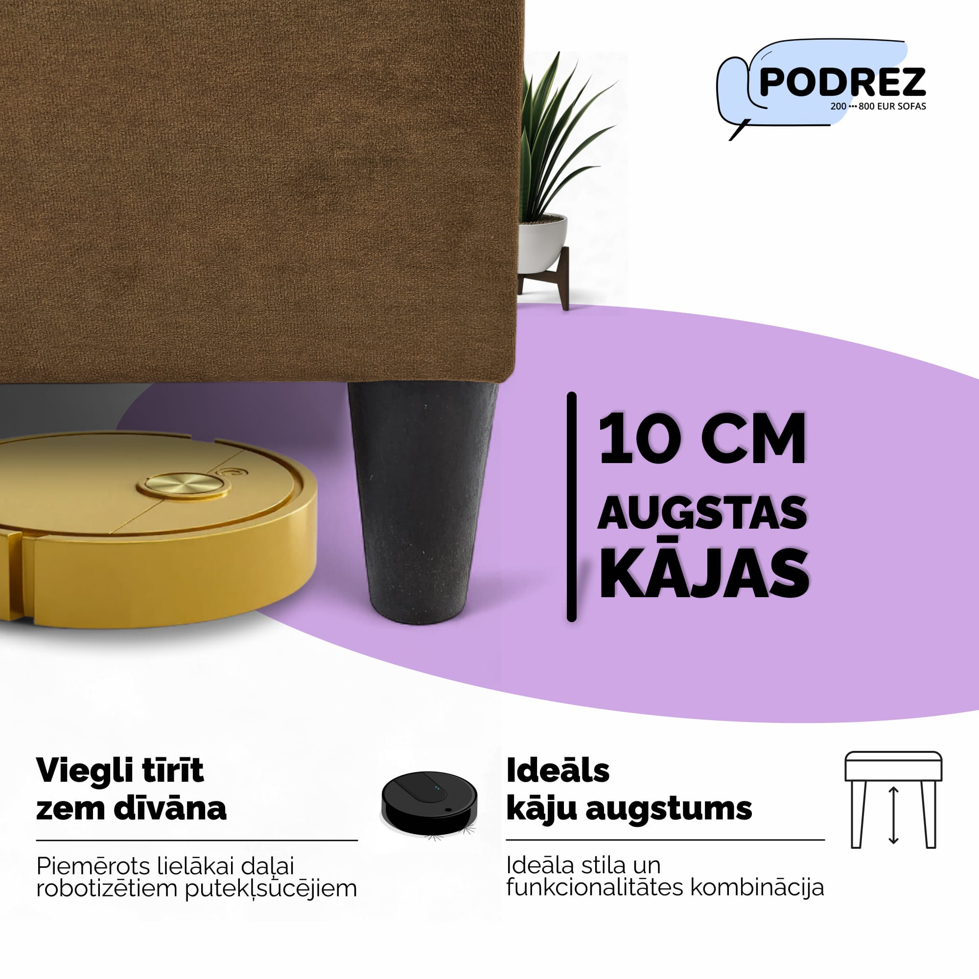 Liels stūra dīvāns ar galdiņu un pufiem Simple XL St Combo Brūna - 3