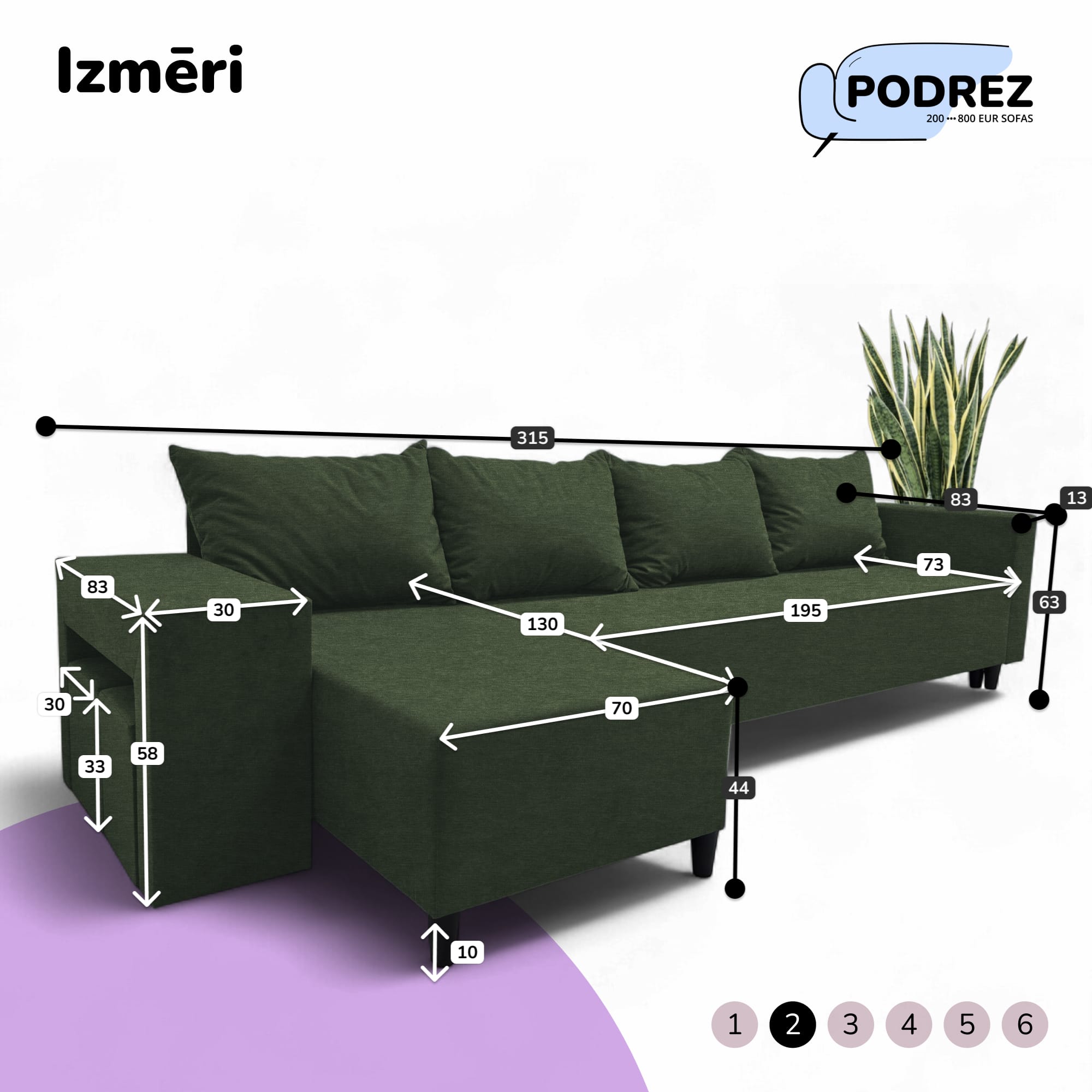 Liels stūra dīvāns ar galdiņu un pufiem Simple XL St Combo Tirkīza zaļa - 4