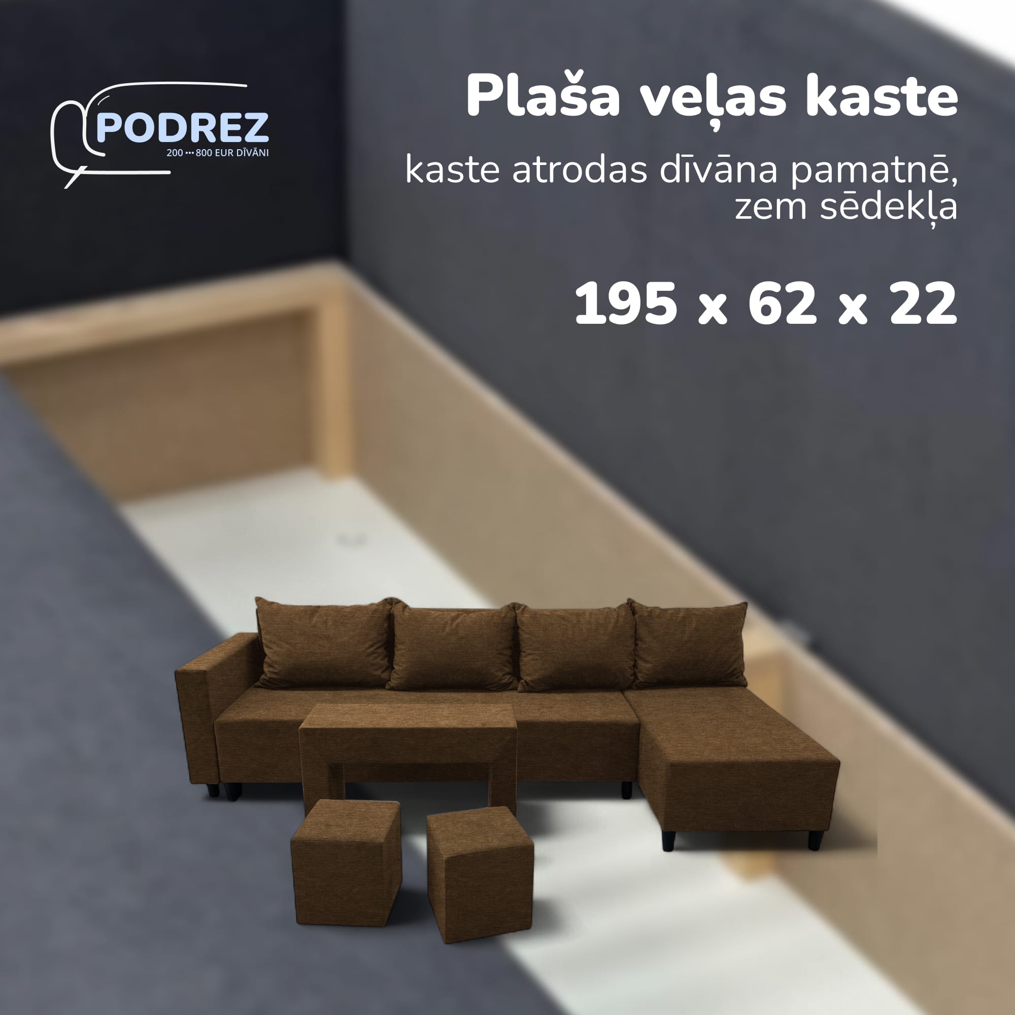 Simple XL St Combo large corner sofa with table and poufs Brown — photo 6