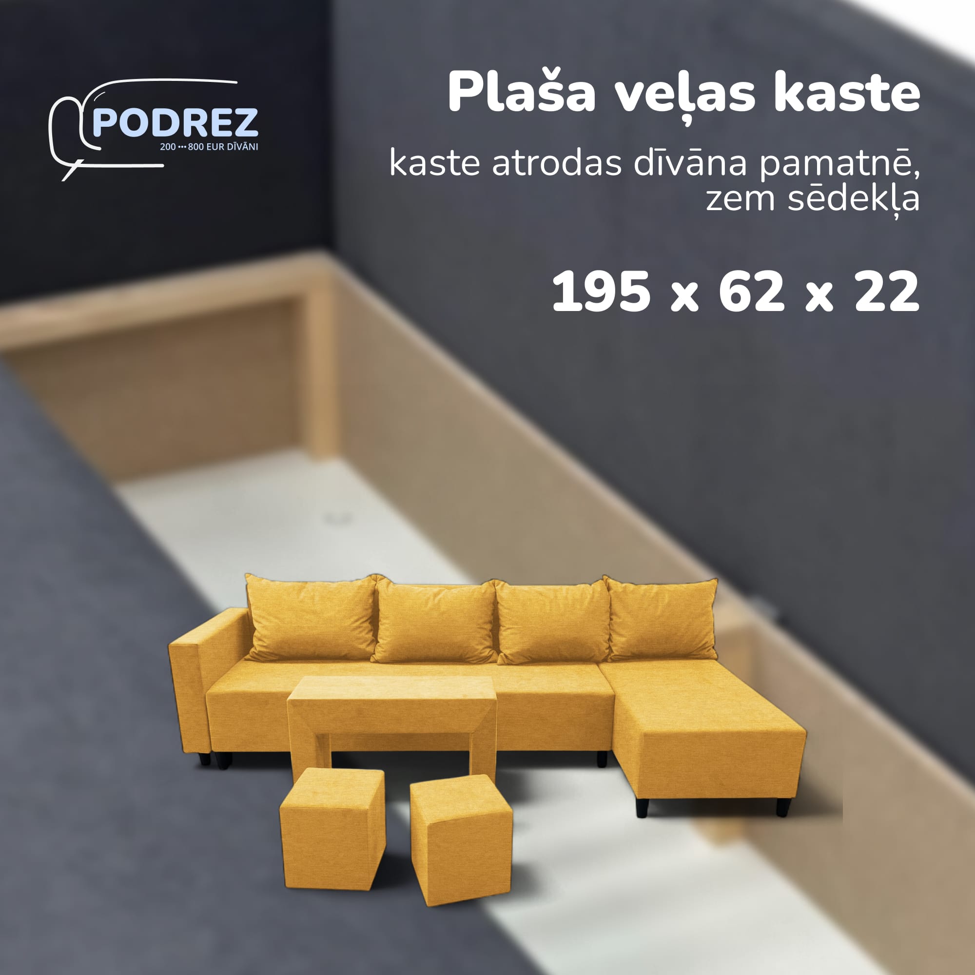 Simple XL St Combo large corner sofa with table and poufs Yellow — photo 6