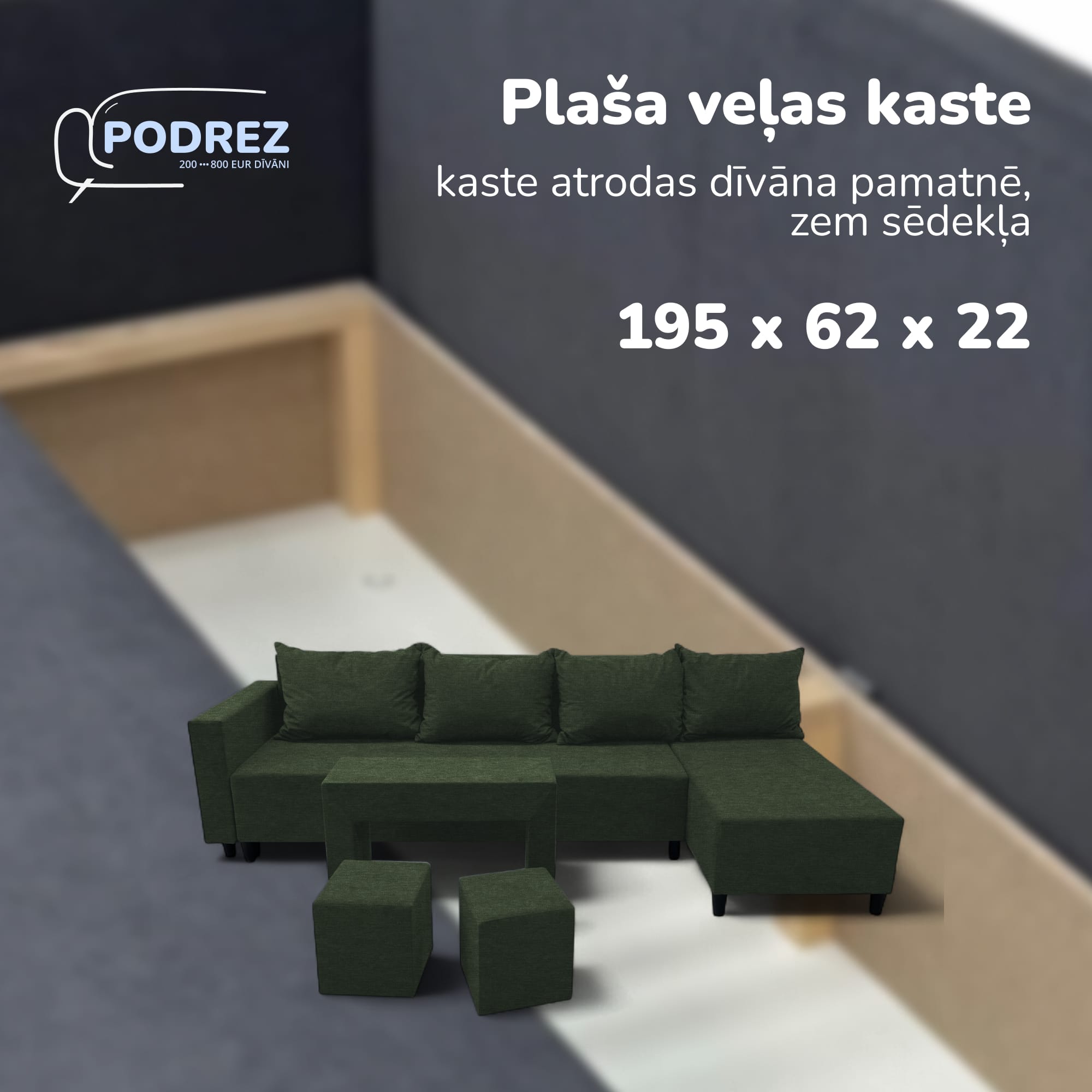 Liels stūra dīvāns ar galdiņu un pufiem Simple XL St Combo Tirkīza zaļa — foto 6