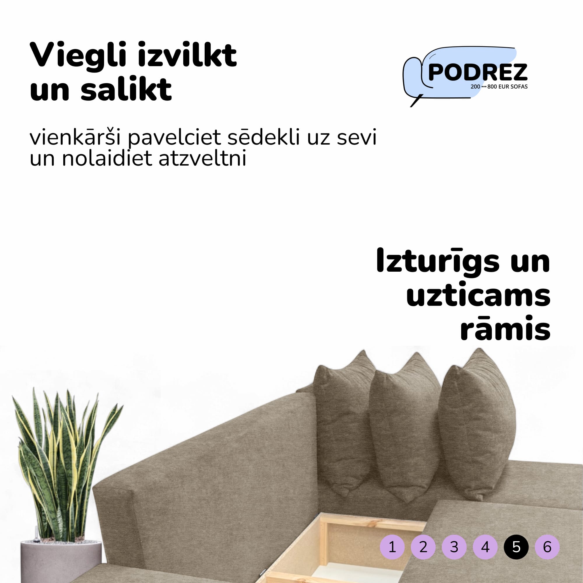 Большой угловой диван со столиком и пуфами Simple XL St Combo Бежевый — фото 7