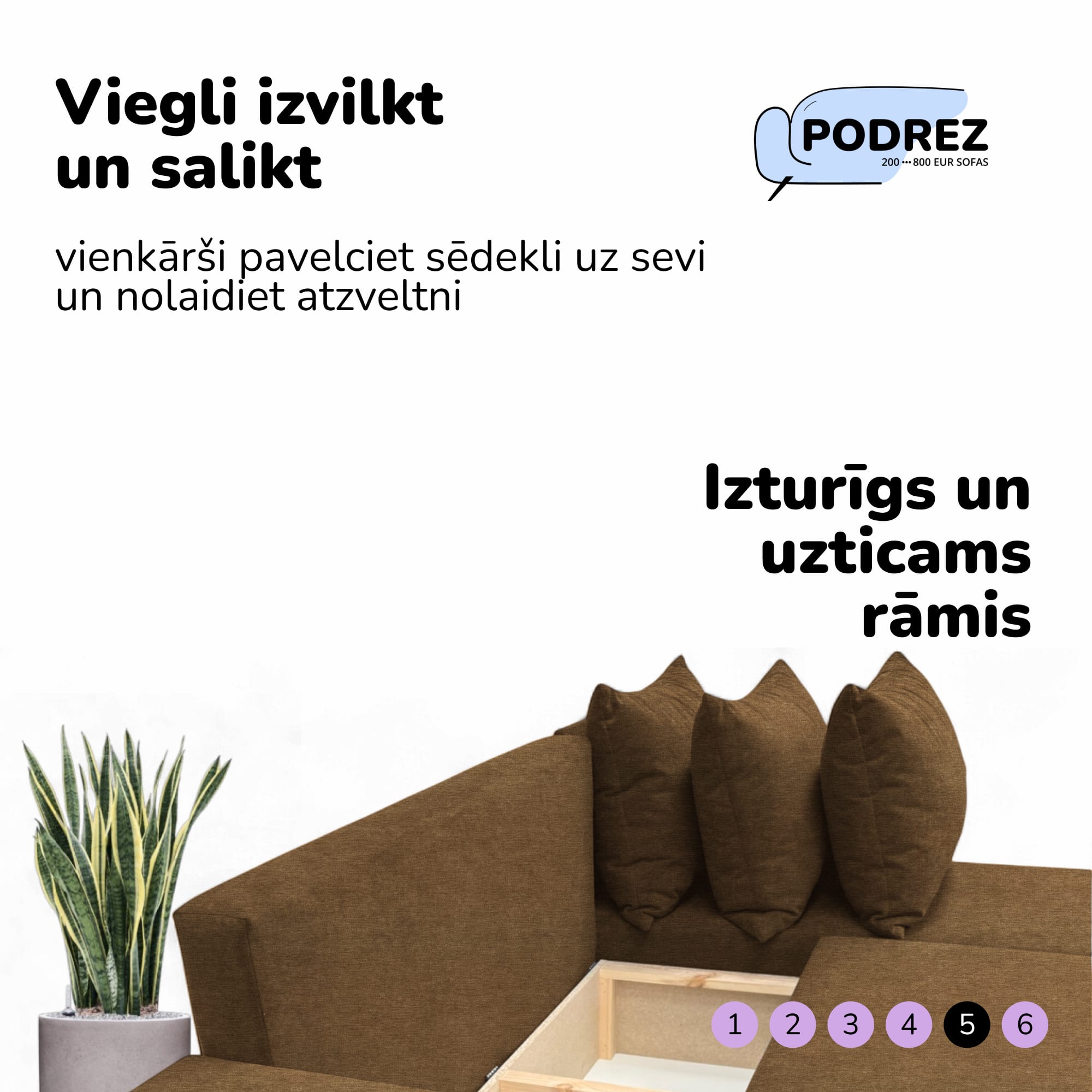 Simple XL St Combo large corner sofa with table and poufs Brown — photo 7