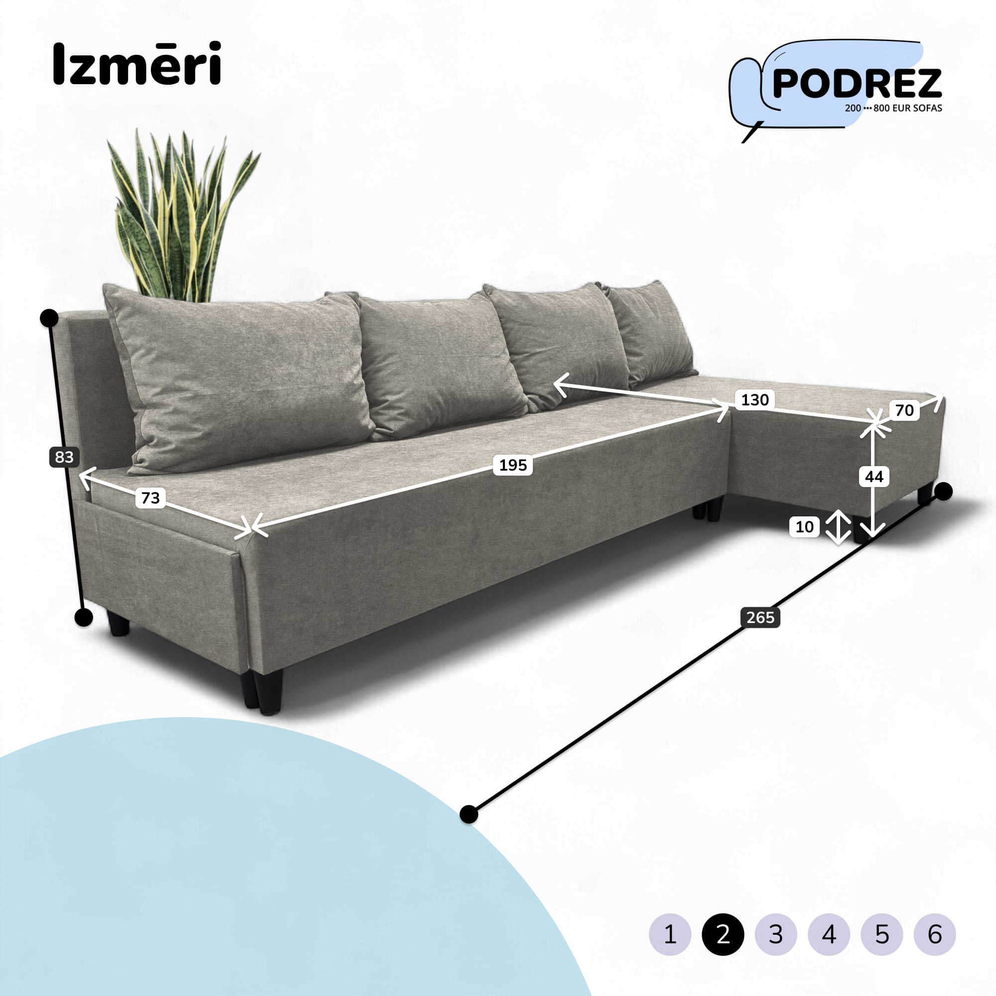 Liels stūra dīvāns bez roku balstiem Simple XL St Light Gaiši pelēka - 3