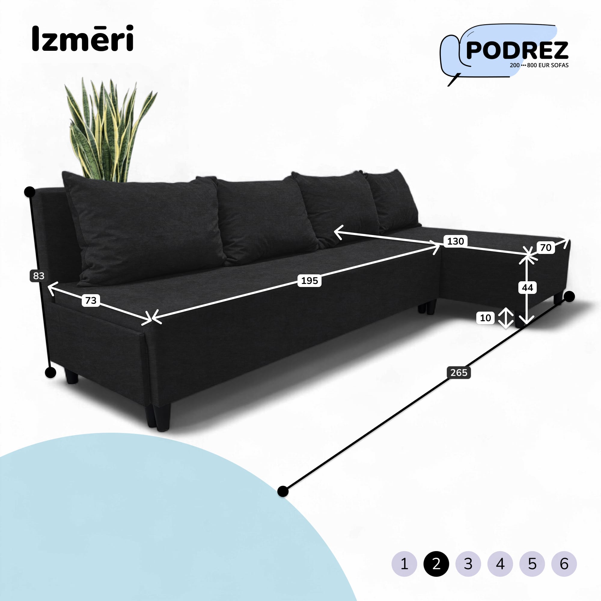 Liels stūra dīvāns bez roku balstiem Simple XL St Light Grafīta - 3