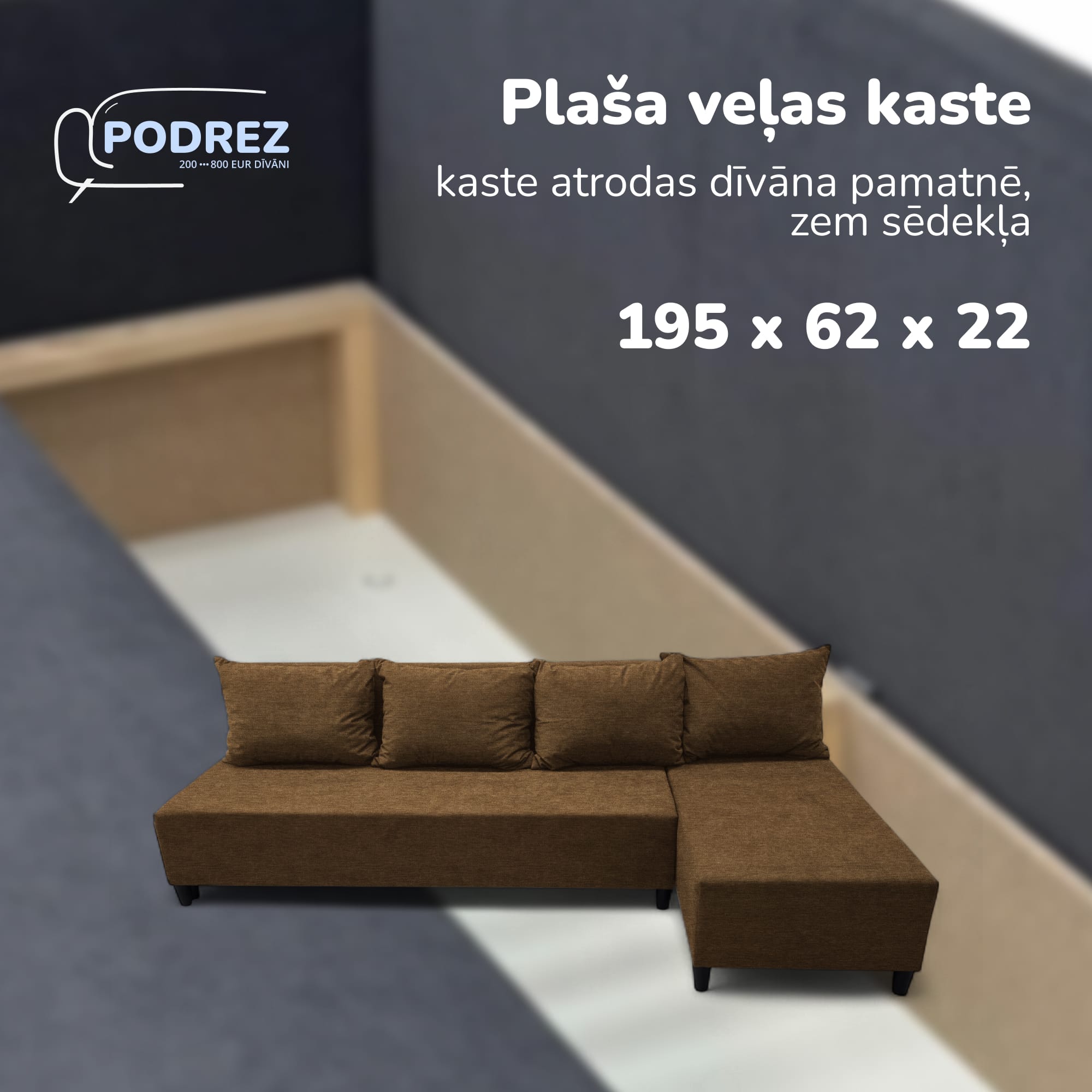 Liels stūra dīvāns bez roku balstiem Simple XL St Light Brūna — foto 5