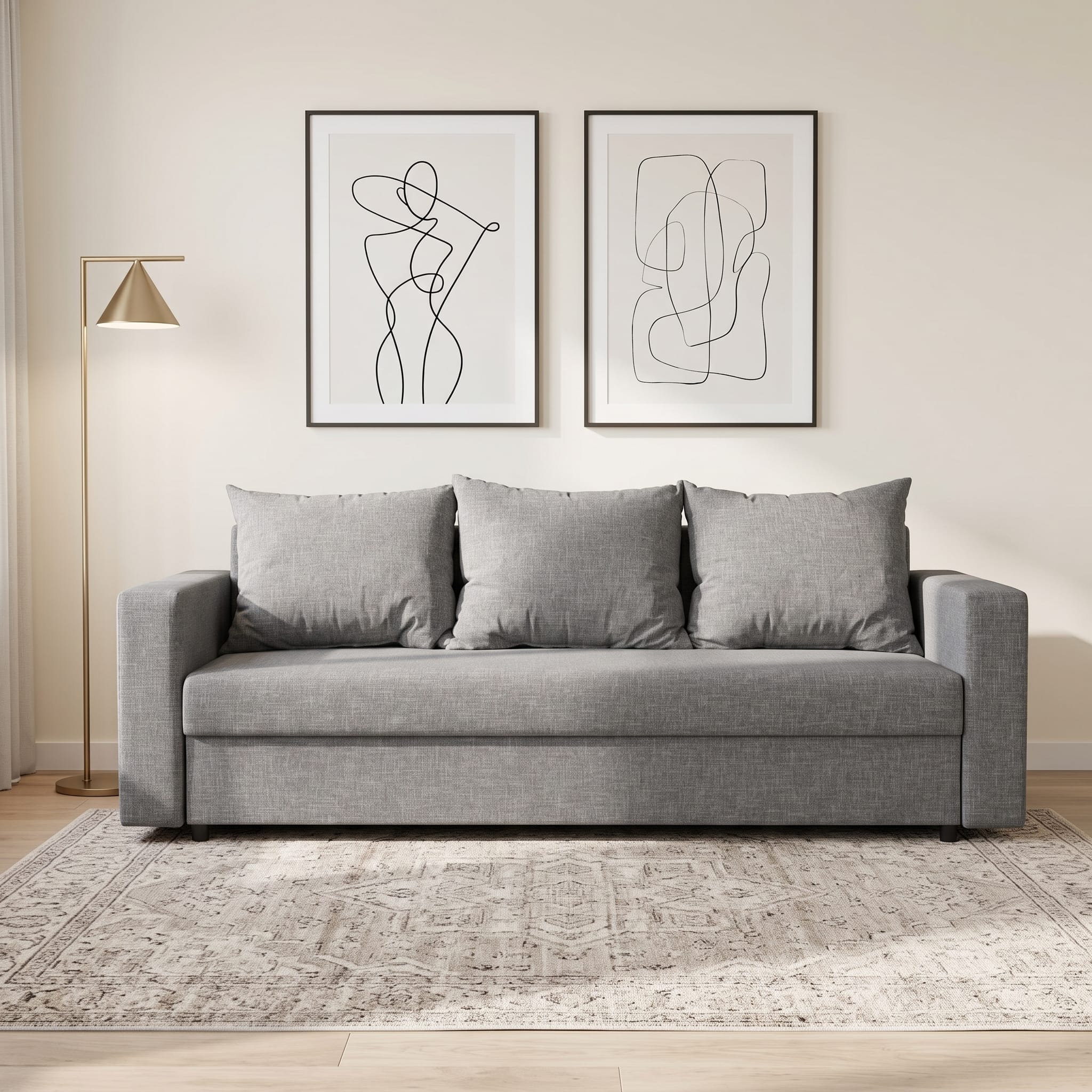 Dīvāns–Gulta Vuran Gaiši pelēka XL (160cm) - 1