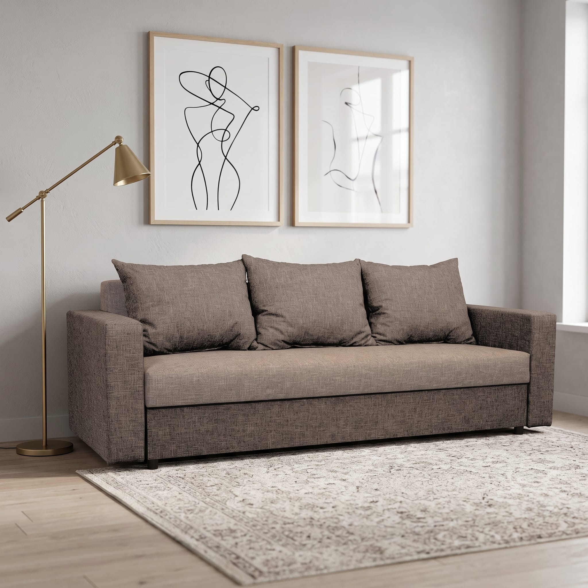 Dīvāns–Gulta Vuran Kombinēts gaišs+tumši bēšs XL (160cm) - 1